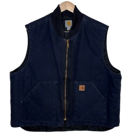Carhartt Navy Insulated Full Zip Canvas Vest Men Size 2XL BLEMISH - Picture 1 of 12